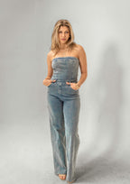 Isla Strapless Denim Jumpsuit