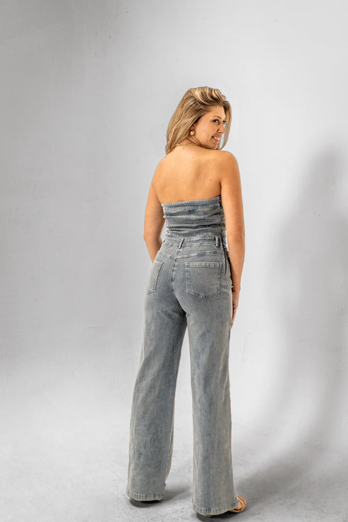 Isla Strapless Denim Jumpsuit