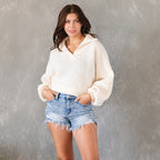 Lantana Oversized Collar Off White Sweater