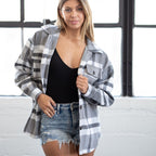 Cherie Oversized Black & White Plaid Button Up