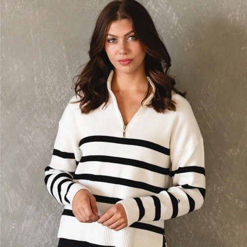 Sweetest Season Black & White Stripe Sweater