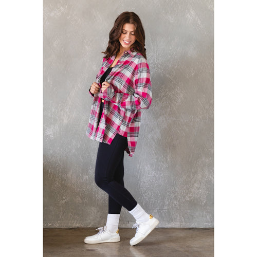 Abigail Dark Pink and Black Plaid Button Up