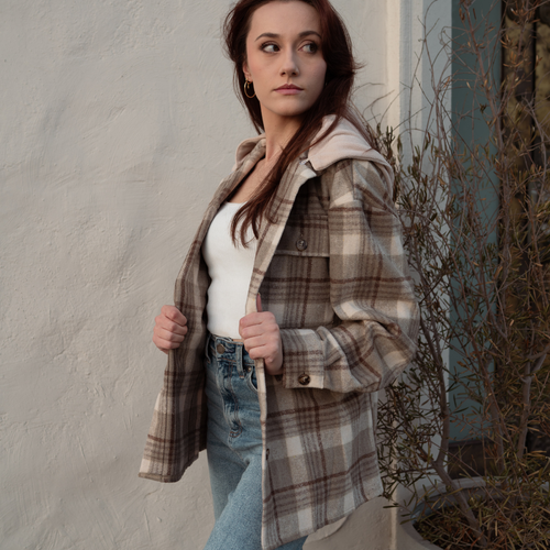 Marissa Plaid Shacket with Removable Hoodie