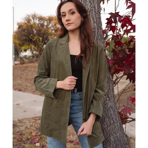 Jora Oversized Light Weight Olive Button Up