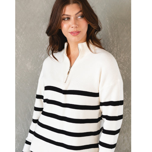 Sweetest Season Black & White Stripe Sweater