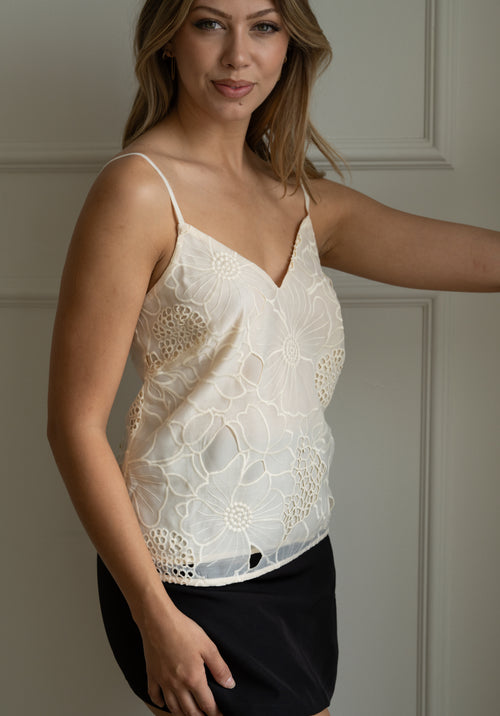 Laval Cream Embroidered Cami by Adelyn Rae