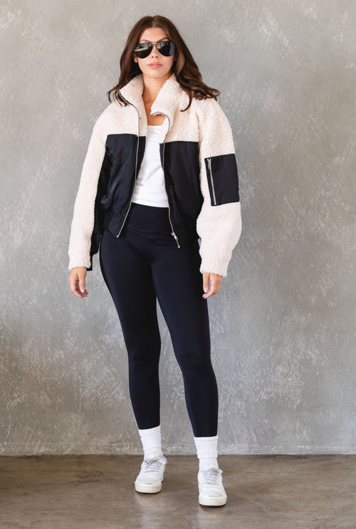 RESTOCKED- Kelly Black & White Bomber Jacket