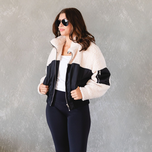 RESTOCKED- Kelly Black & White Bomber Jacket