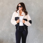 RESTOCKED- Kelly Black & White Bomber Jacket